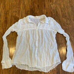 Y2K Aeropostale White Sheer Button Up Women’s Top, Medium